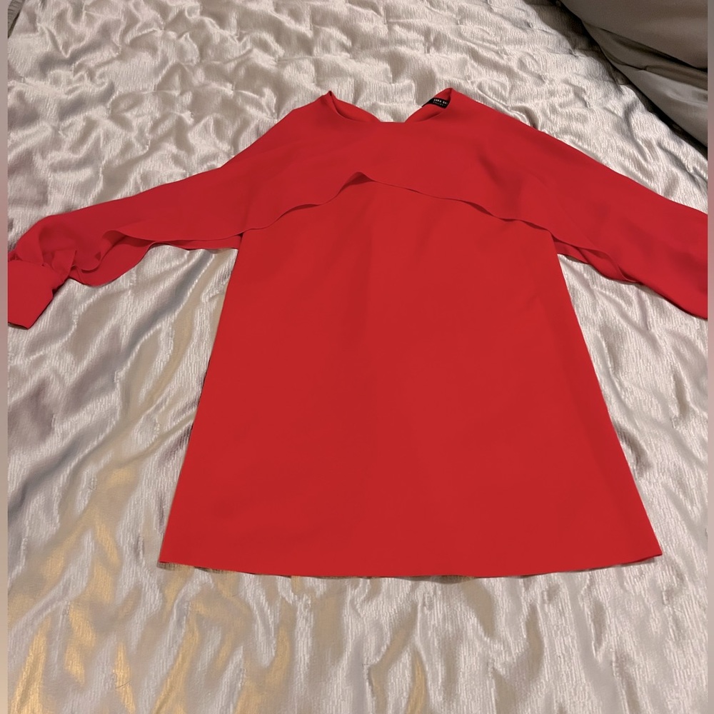 Fuschia A-lined dress from Zara with opening in sleeves